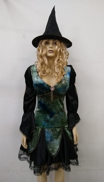 Bruxa veludo manchado azul 